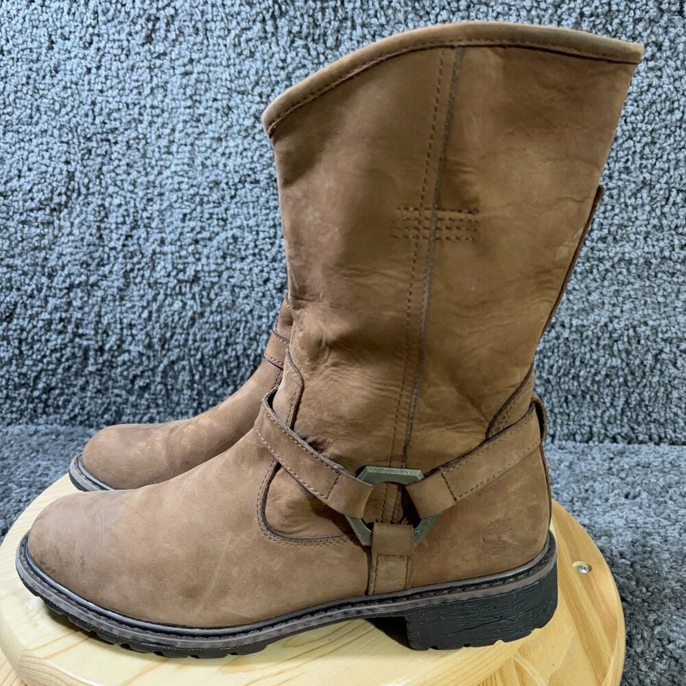 Timberland Earthkeepers Stoddard Mid Biker Boots Womens Size 11 Brown Leather